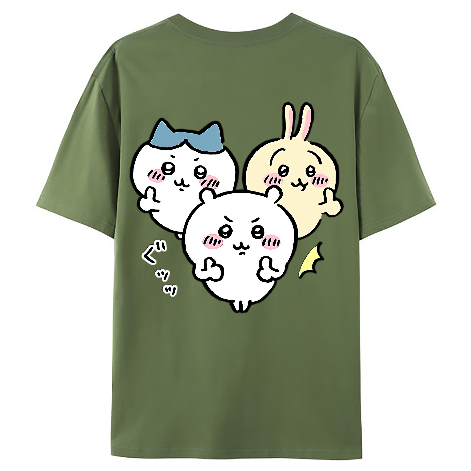 （画像用） ちいかわ うさぎ Chii-kawa usagi 綿100％ メンズ半袖Tシャツ（バックプリント） 通気性